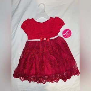 New Toddler/Baby Girl 2T Red & Silver Christmas/Holiday Dress